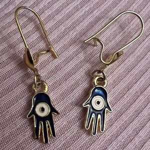 Evil Eye Hamsa Hand Of Fatima Vintage Earrings Dangle